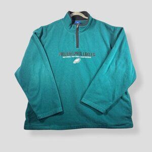 Vintage Philadelphia Eagles Fleece  Zip Pullover NFL Reebok Sweater Size 2XL
